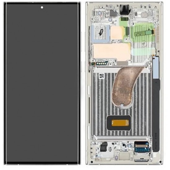 LCD Display Service Pack Galaxy S23 Ultra G918 mit Rahmen GH82-30465B - Cremebeige